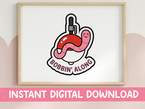 Bobbin Along Fishing Sticker Design: Graphics & T-Shirt Designs
