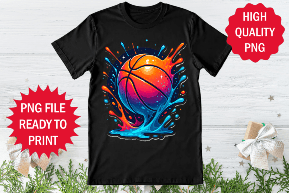 Colorful Basketball Drip Graphics for T-Shirt Designs