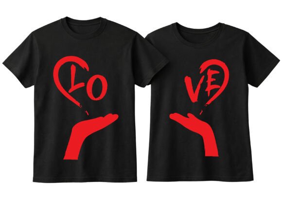 Couple Hand Heart Graphics for T-Shirt Designs