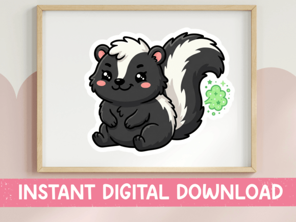 Cute Skunk Toot Sticker SVG PNG Design for Graphics