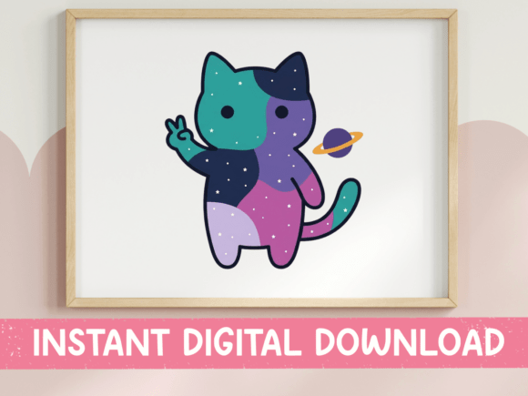 Galaxy Cat Peace Sign SVG: Graphics for T-Shirt Designs