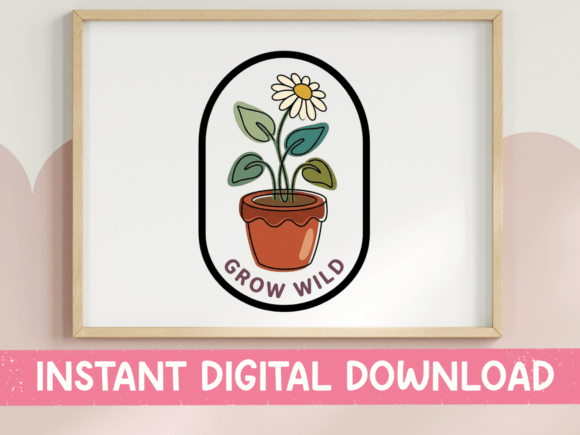 Grow Wild Flower Pot Badge Sticker Review