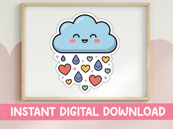 Happy Rain Cloud Hearts and Drops: T-Shirt Graphics
