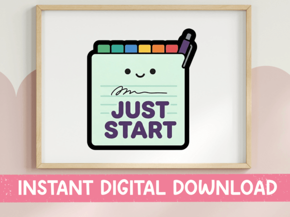 Just Start Kawaii Notepad Graphics for T-Shirt Designs