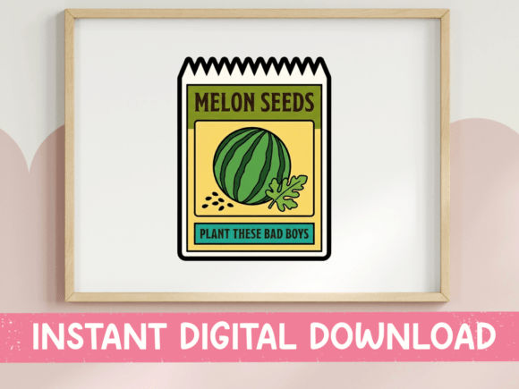 Melon Seeds Funny Seed Packet Sticker Graphics for T-Shirt Designs