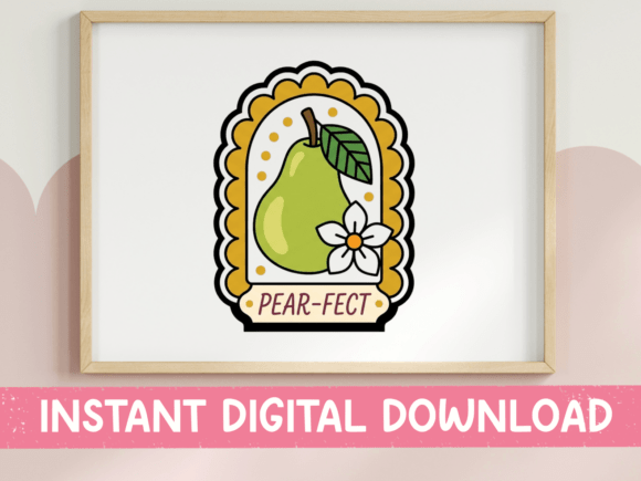 Pear-Fect Green Pear Sticker: Graphics for T-Shirt Designs