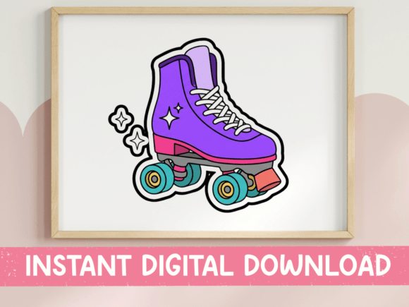 Purple Roller Skate with Sparkles Graphics for T-Shirt Designs