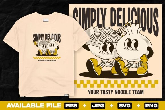 Retro Ramen Dumpling Graphics for T-Shirt Designs