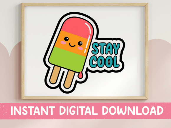 Stay Cool Kawaii Popsicle Sticker Graphics for T-Shirt Designs