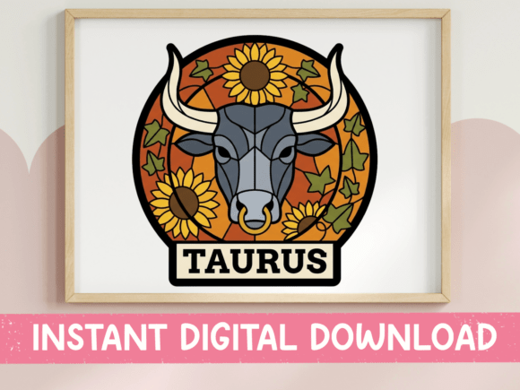 Taurus Zodiac Sunflower Bull Sticker: Graphics for T-Shirt Designs