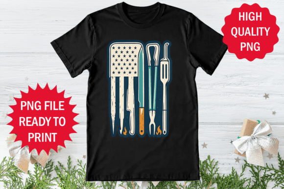 USA Flag Style Bbq Smoke Tools: A Graphic T-Shirt Design